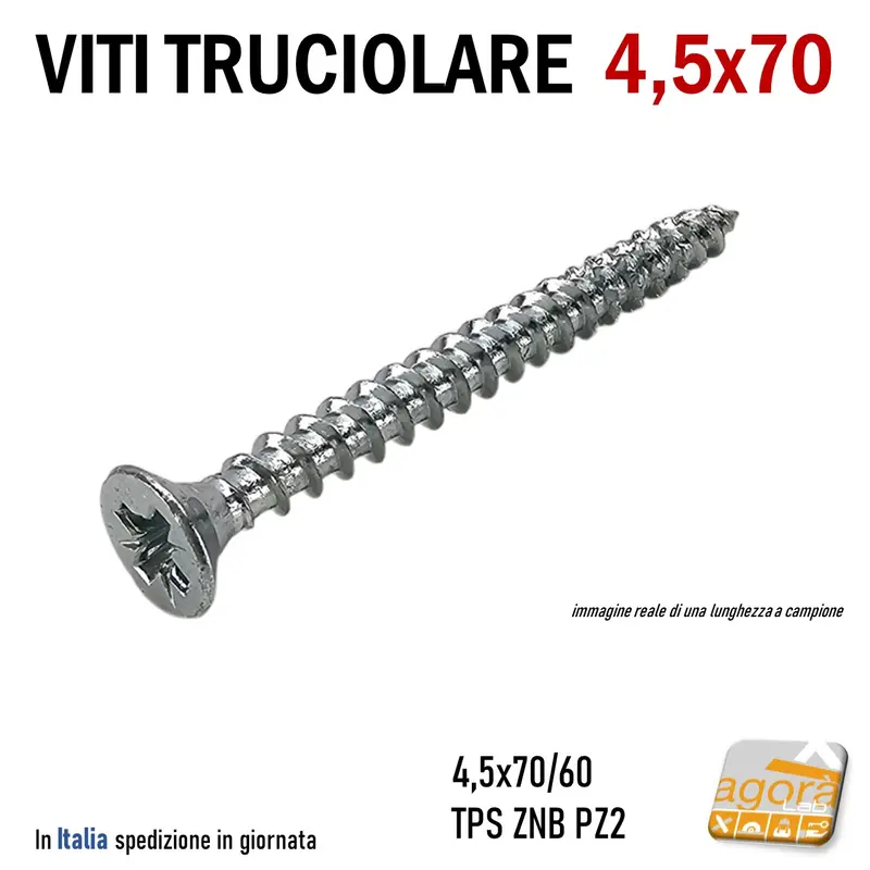 VITI LEGNO TESTA SVASATA TRUCIOLARE MDF PZD 4,5X70 VITE TPS ZNB 200pz