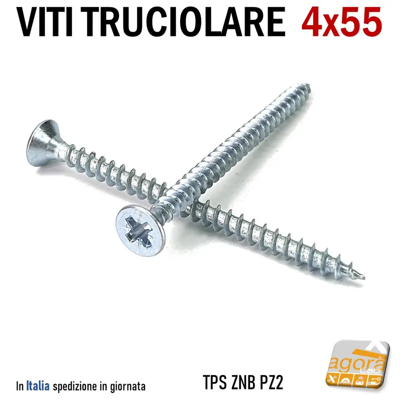 VITI LEGNO TESTA SVASATA TRUCIOLARE-MDF PZD 4X55 VITE TPS ZNB 200pz