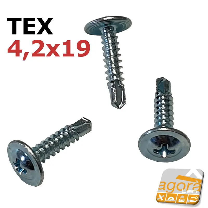 VITI VITE TEX 4,2x19 AUTOPERFORANTE TESTA LARGA PER CARTONGESSO ZINCATA BIANCA PH 100-1000pz