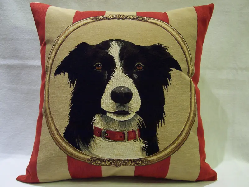 WALLPAPER BORDER COLLIE PILLOW TAPESTRY