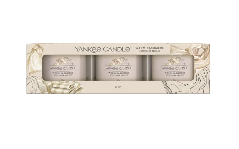 WARM CASHMERE - Yankee Candle - Candela Votive in Vetro Confezione da 3