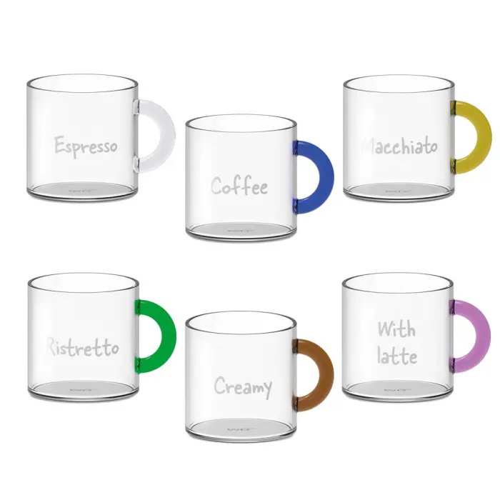 WD LIFE STYLE - MONTEREY LINE - SET 6 TAZZINE CAFFE' IN VETRO