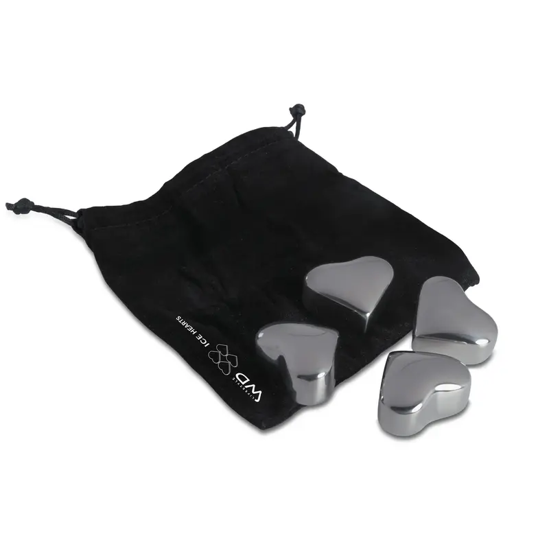 WD LIFE STYLE - ROMA SET 4 CUORI RAFFREDDA DRINK IN ACCIAIO INOX RIUTILIZZABILI