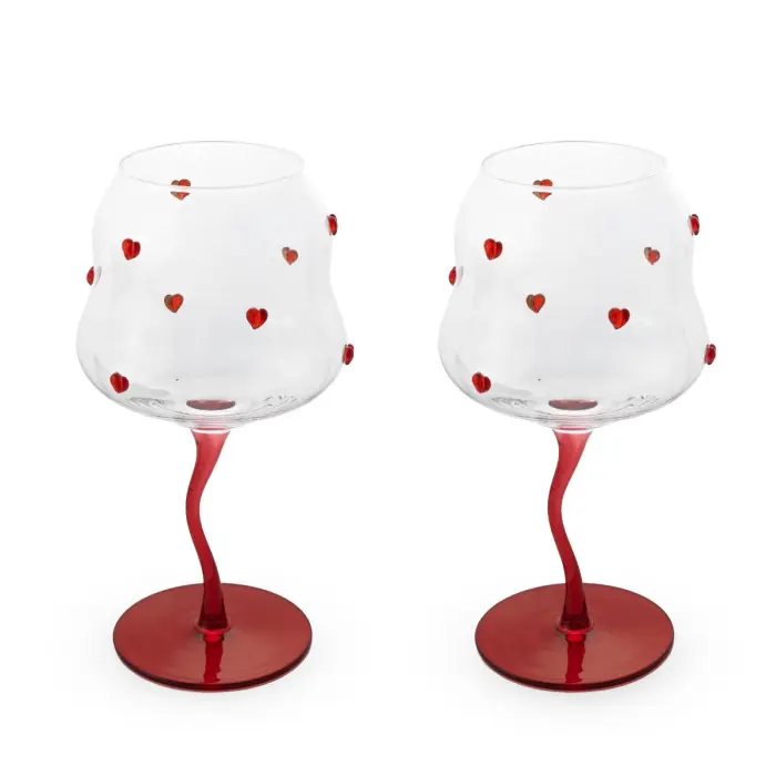 WD LIFE STYLE SAMARCANDA LINE SET 2 CALICI COCKTAIL CUORI ROSSI