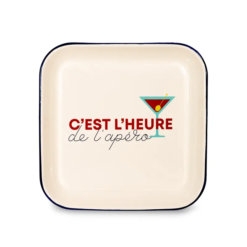 WD LIFE STYLE VASSOIO IN LATTA SMALTATA " C'EST L'HEURE DE L'APERO" CM.30X30