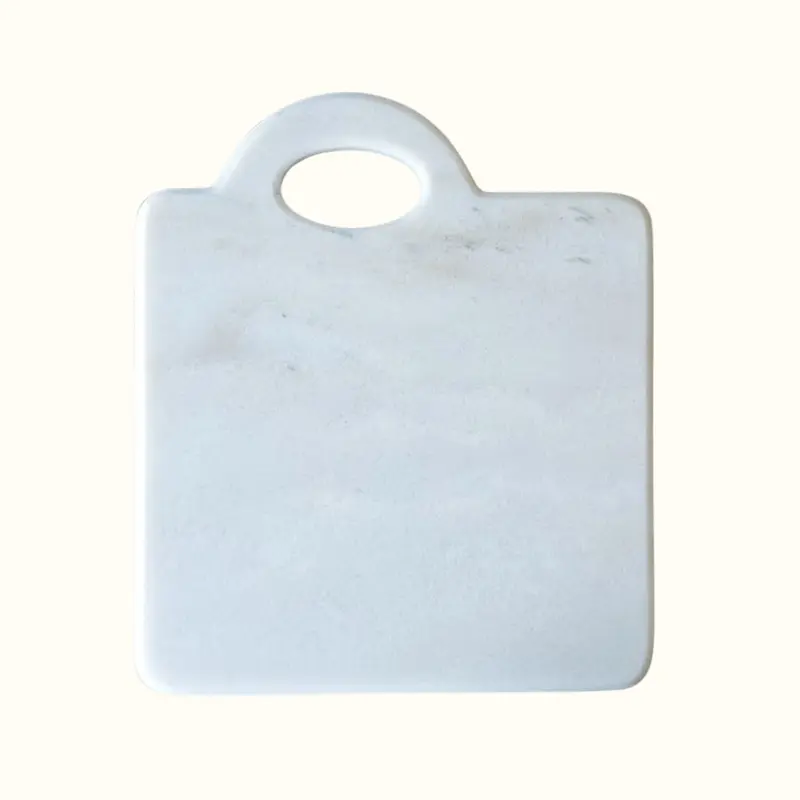 White Marble Cutting Board with Handle 30×25 cm