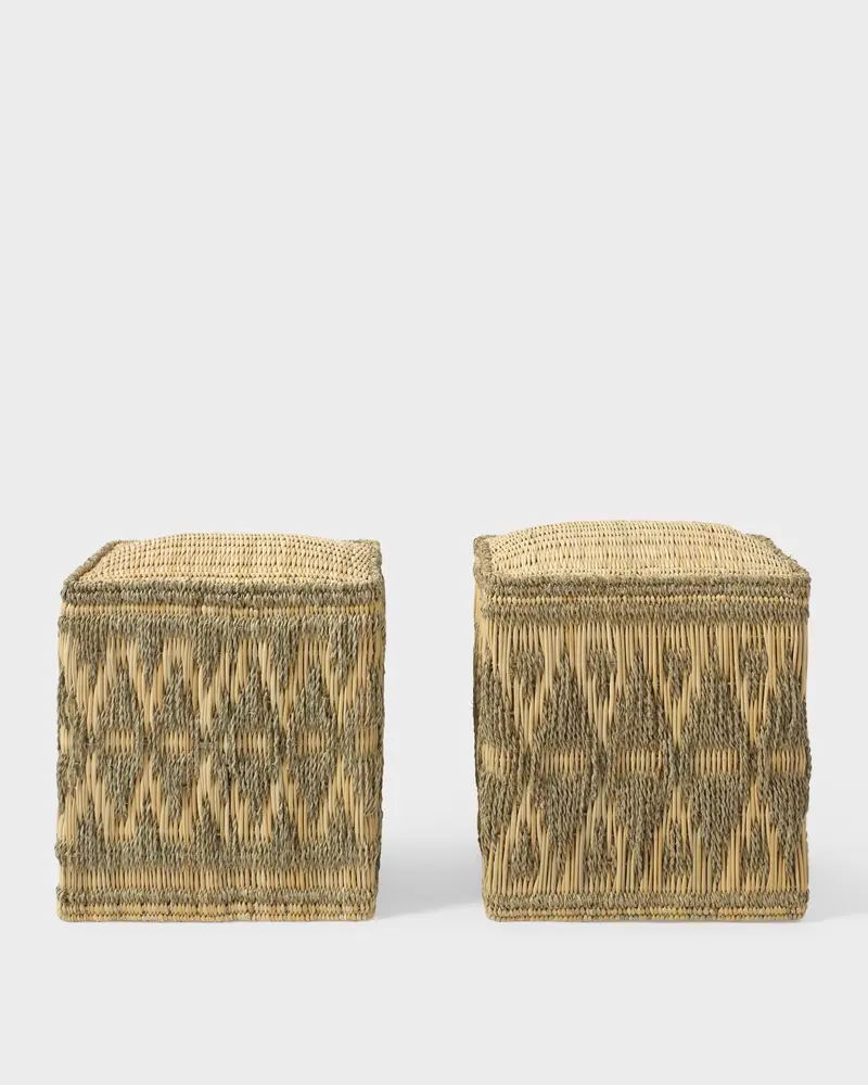 Wicker Stools, Sage (Set of 2)