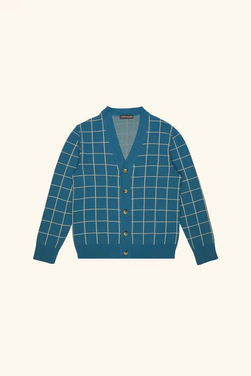 Windowpane Check Cardigan