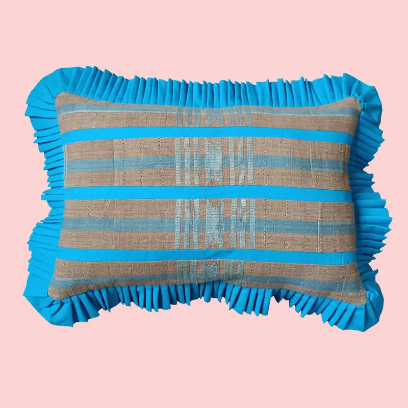 Wooden Lumber Stripes and Dodger Blue with Dodger Blue Ruffle