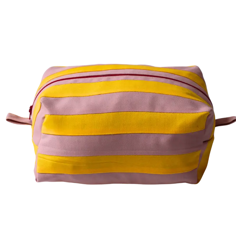 Yellow and Rose Pink Stripes Pochette