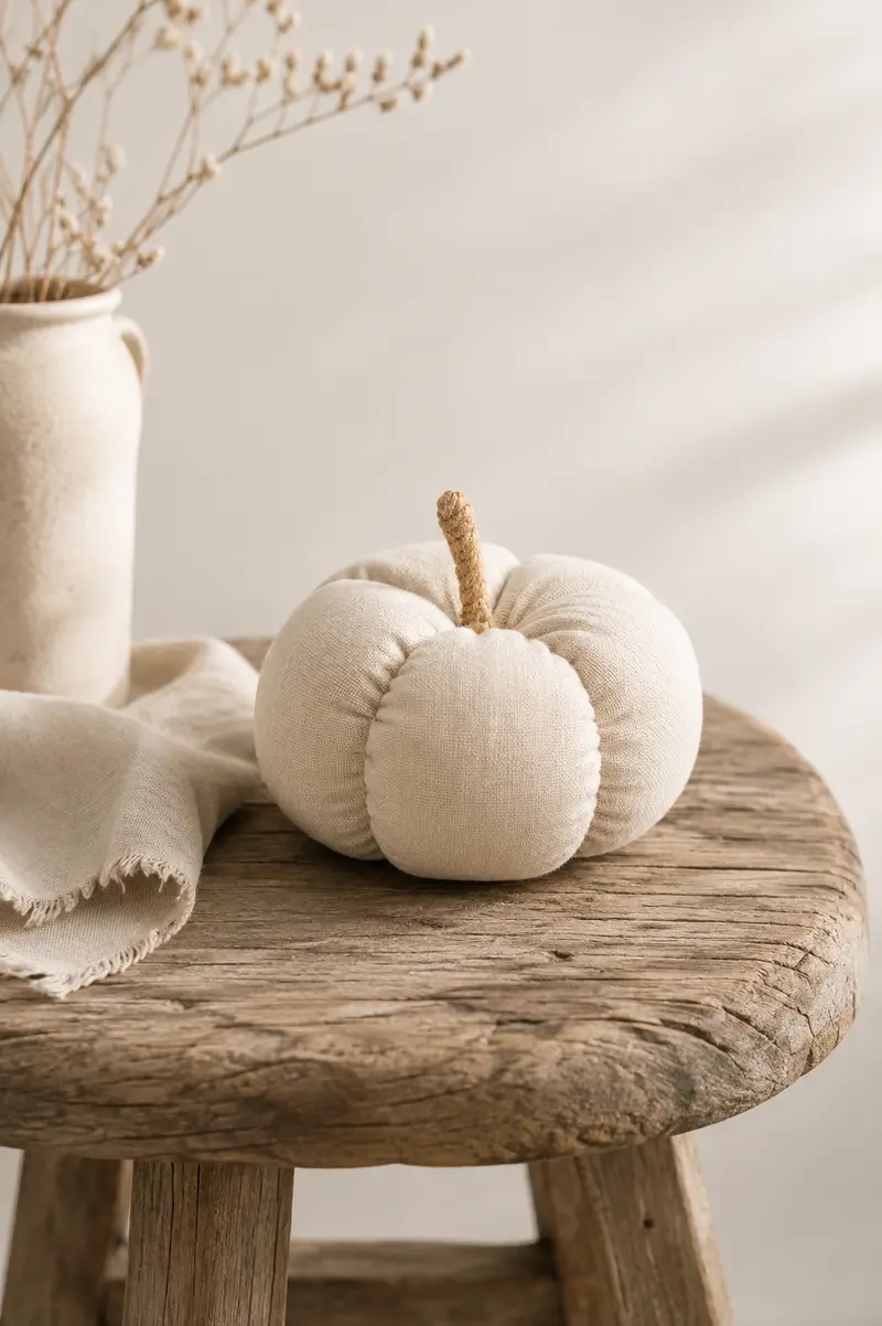 Zucca decorativa colore naturale imbottita, ø 11x 8 cm